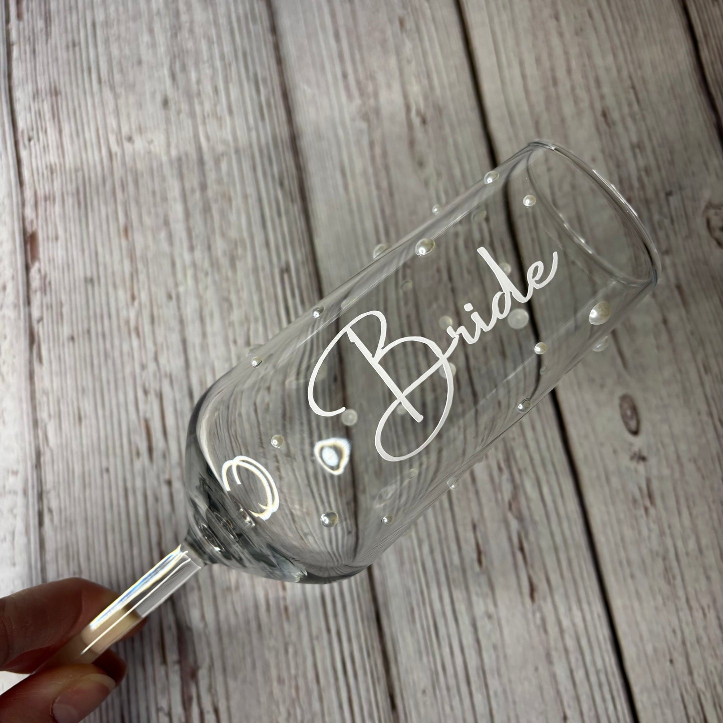 Personalised Champagne Glass with Pearls