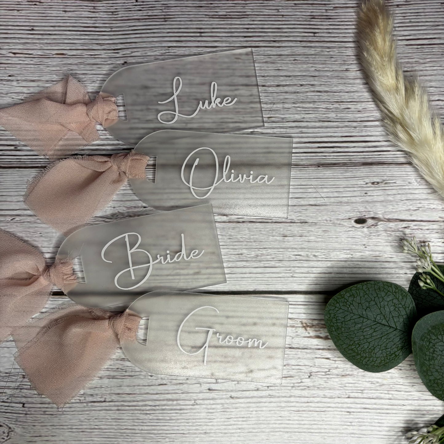 Frosted Acrylic Name Card with Ribbon