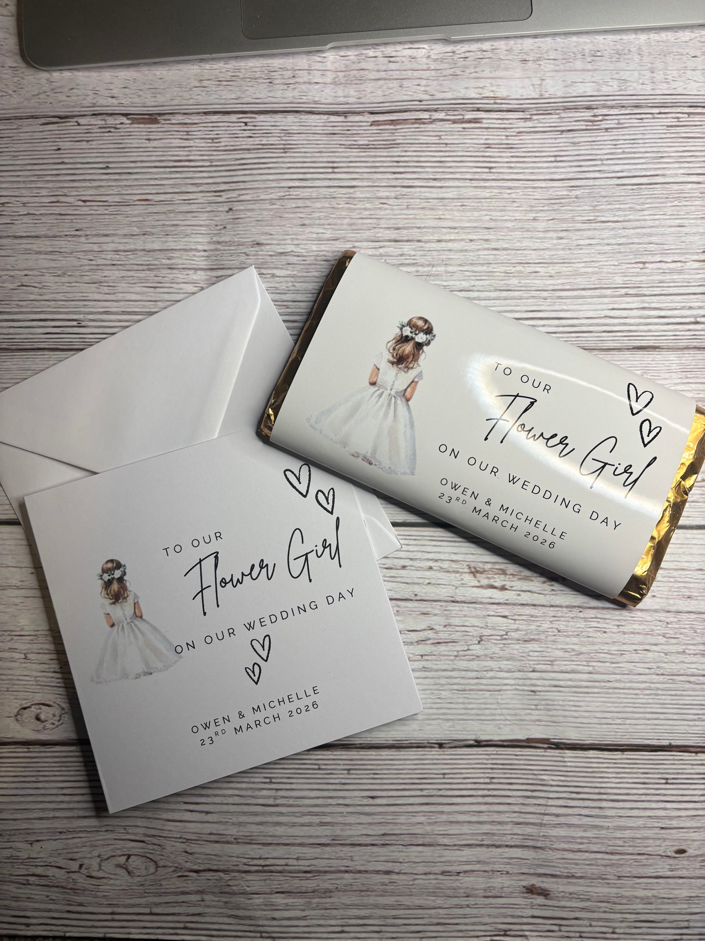 To our Flower Girl on our Wedding Day Chocolate Wrapper