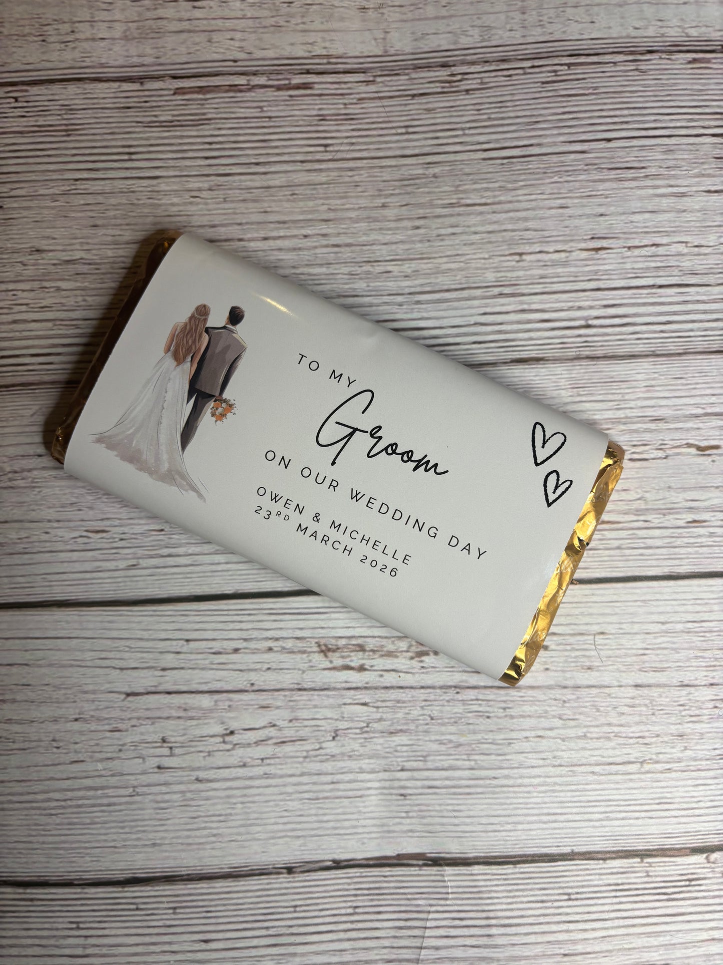 To my Groom on our Wedding Day Card Chocolate Wrapper