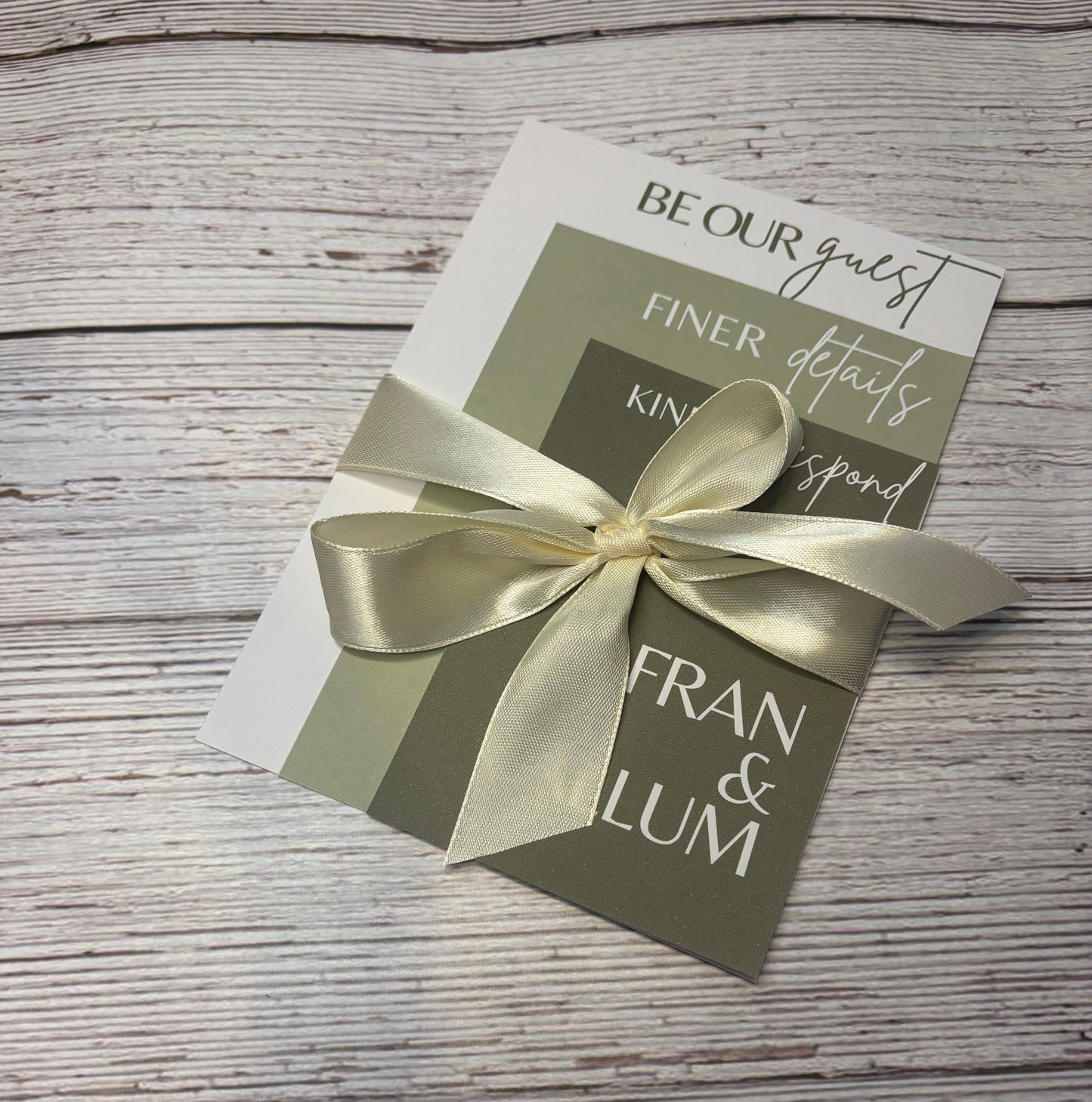 Elegant Wedding Invitation Suite with Satin Ribbon – Modern Minimalist Wedding Invitations – Custom Wedding Invite Set