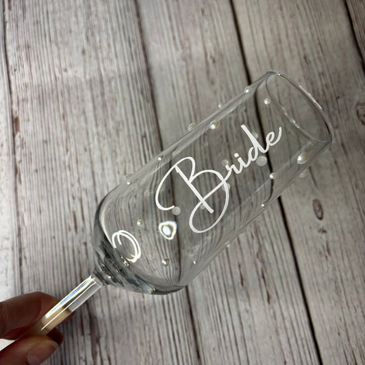 Personalised Champagne Glass with Pearls