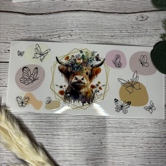 Floral Highland Cow and Butterfly Wrap