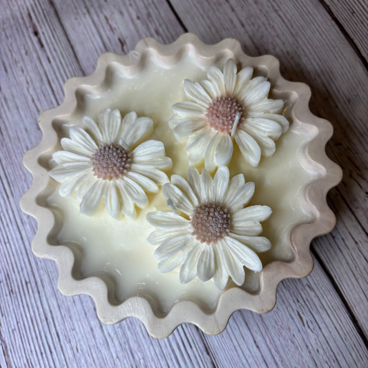 Daisy Candle Set in Marble Bowl