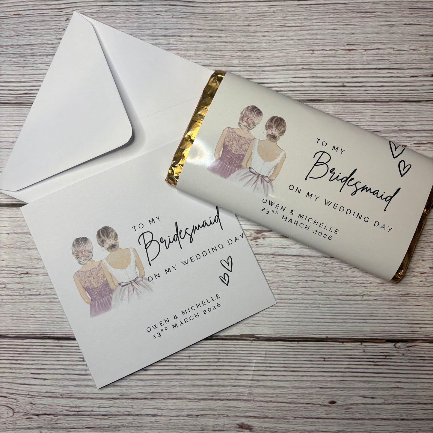 To my Bridesmaid on my Wedding Day Chocolate Wrapper