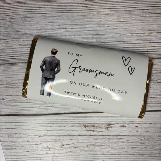 To my Groomsman on my Wedding Day Chocolate Wrapper