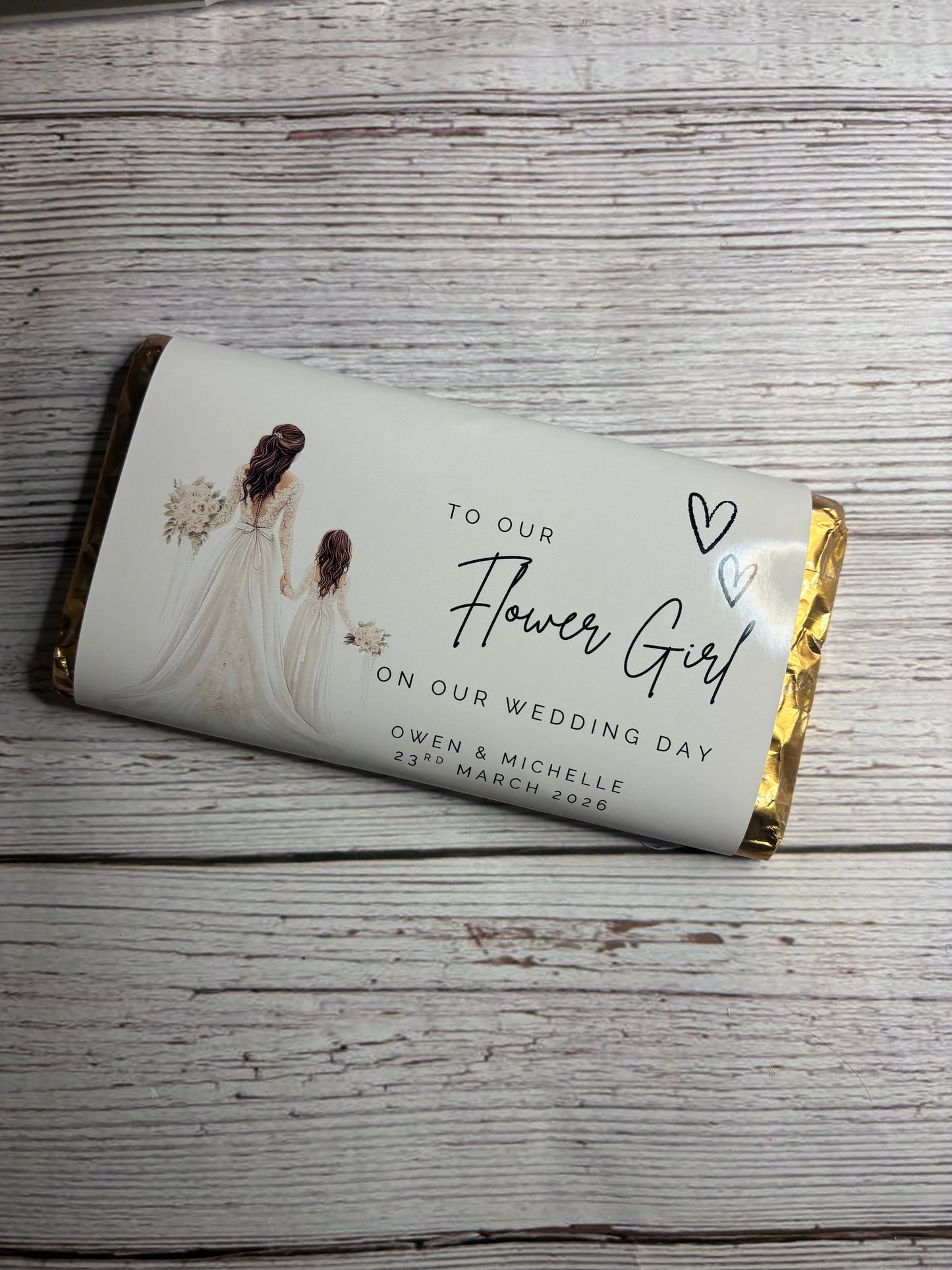 To our Flower Girl on our Wedding Day Chocolate Wrapper