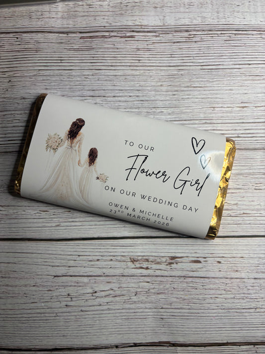 To our Flower Girl on our Wedding Day Chocolate Wrapper
