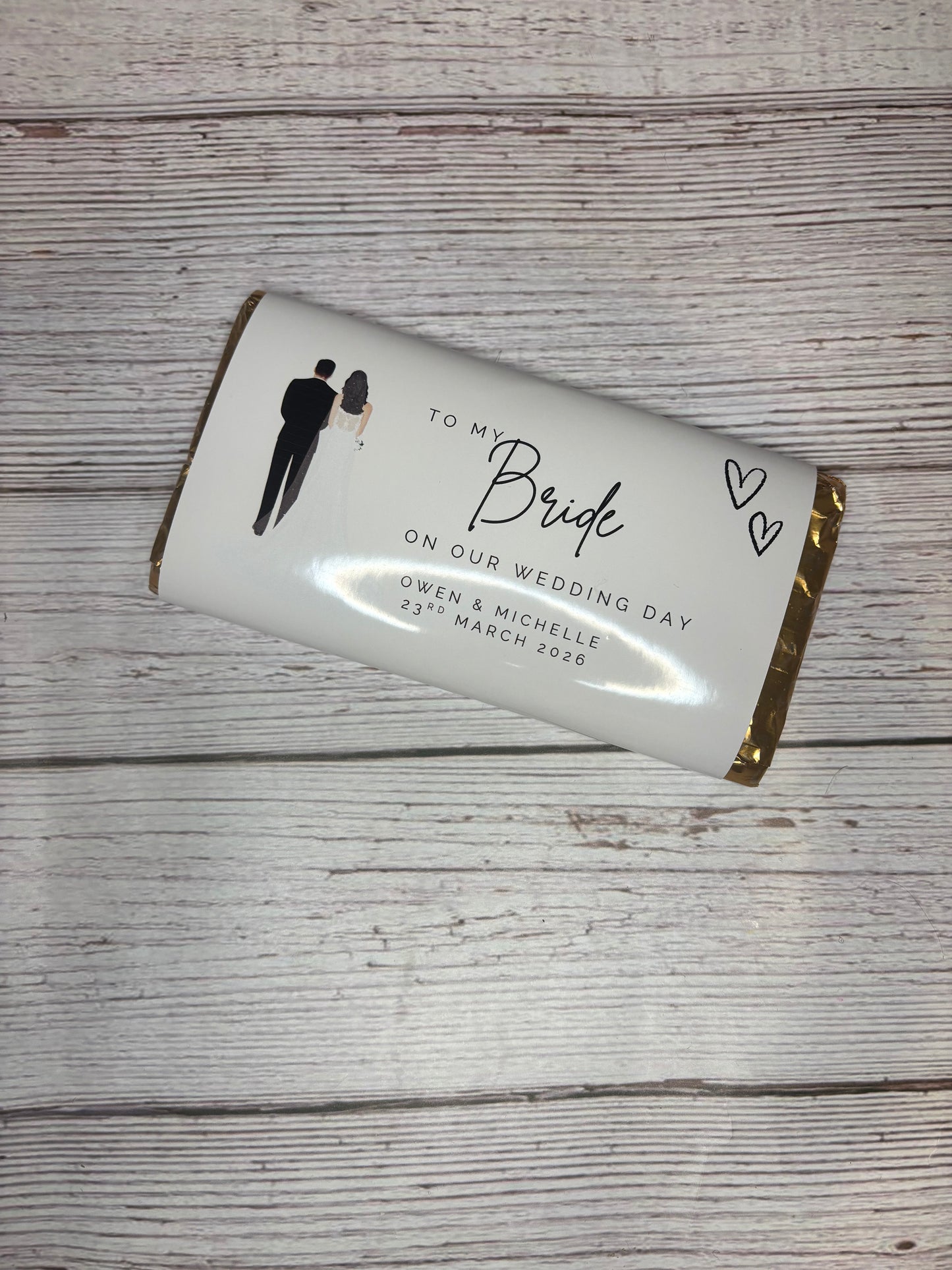 To my Bride on our Wedding Day Card Chocolate Wrapper
