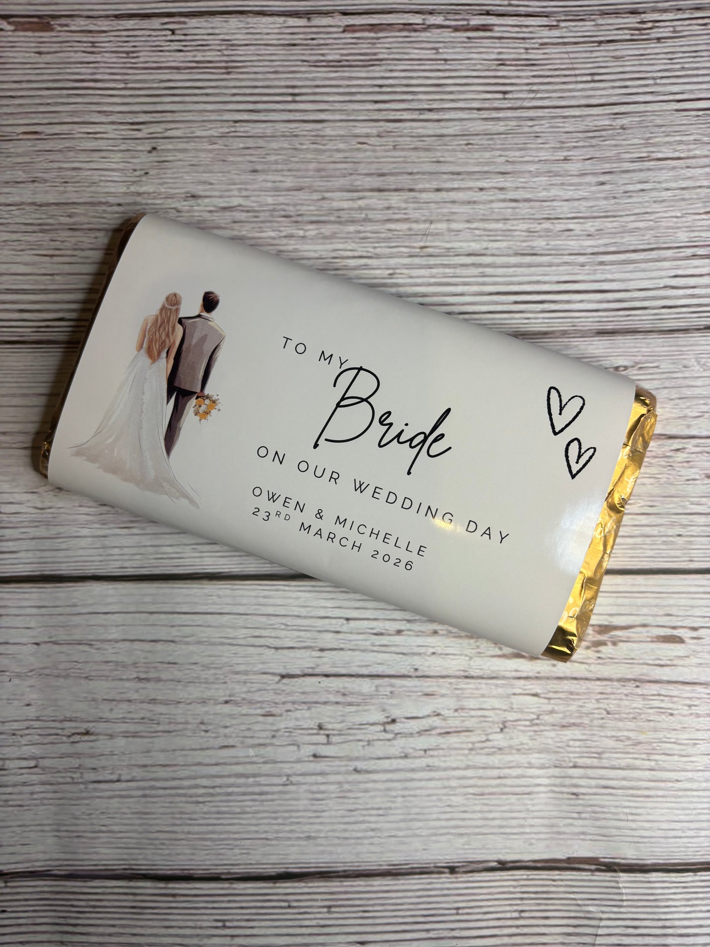 To my Bride on our Wedding Day Card Chocolate Wrapper