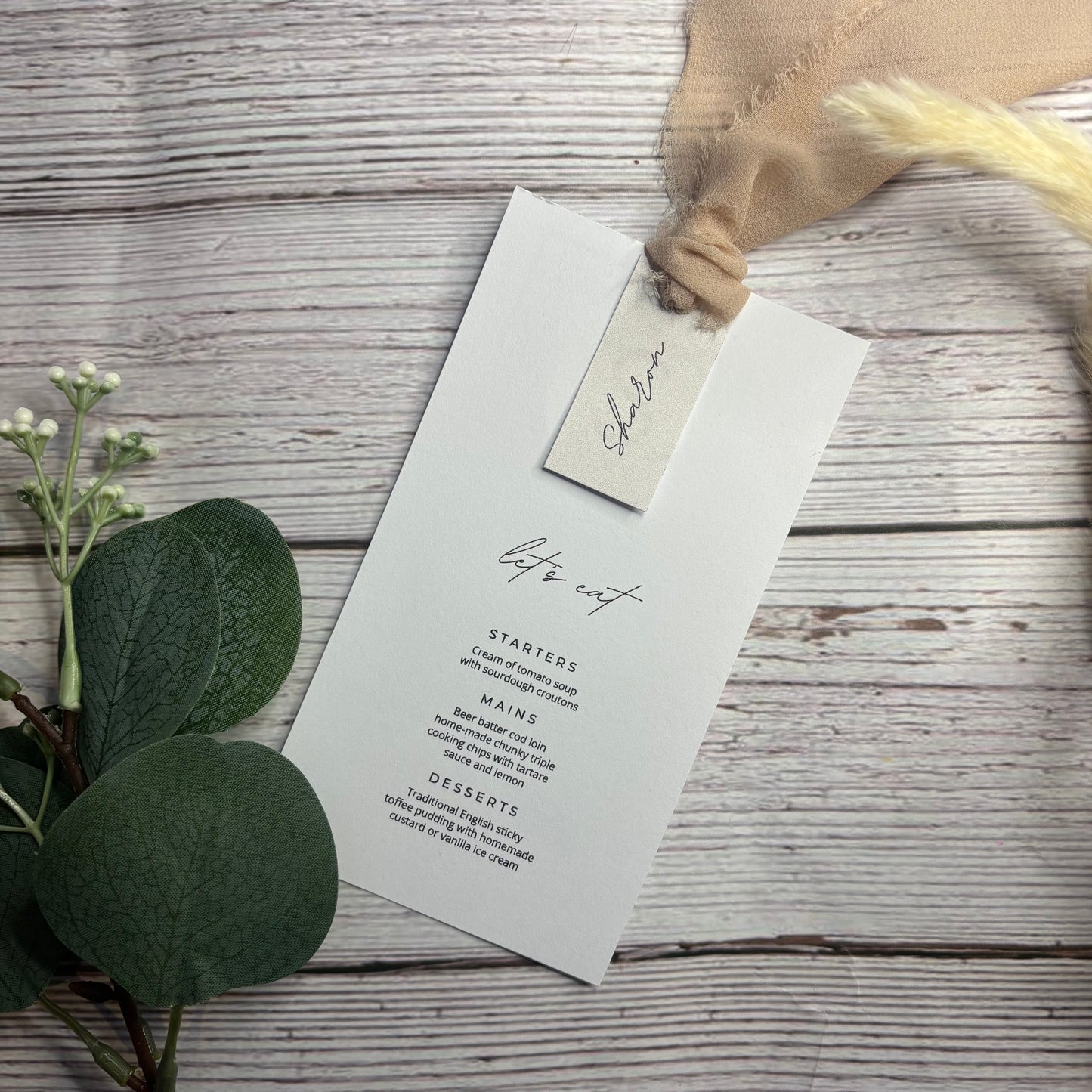 Personalised Menu with name & ribbon
