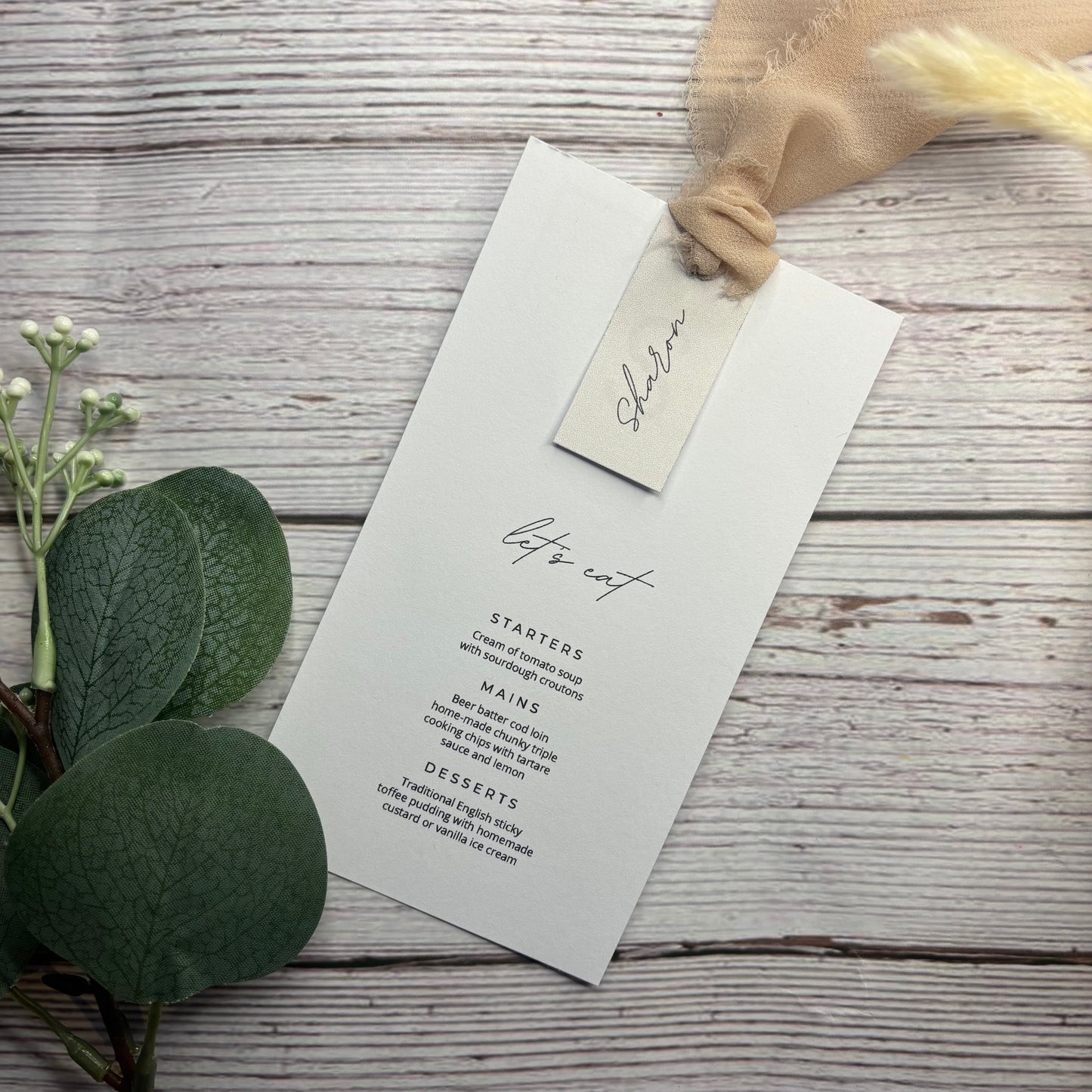 Personalised Menu with name & ribbon